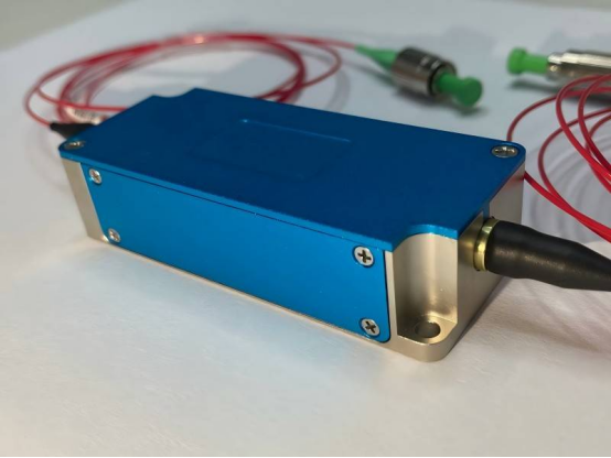Fiber coupled aom