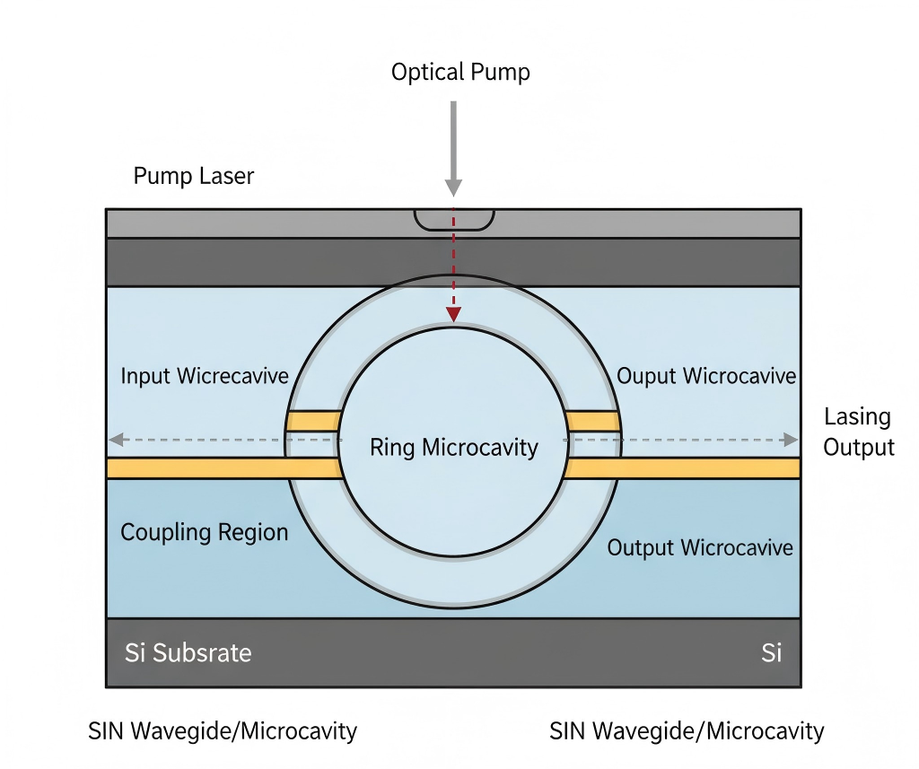 Schematic diagram of the structure of silicon photonic on-chip microcavity laser