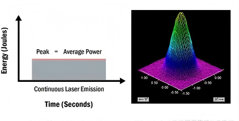 Comparison chart of continuous laser and pulsed laser