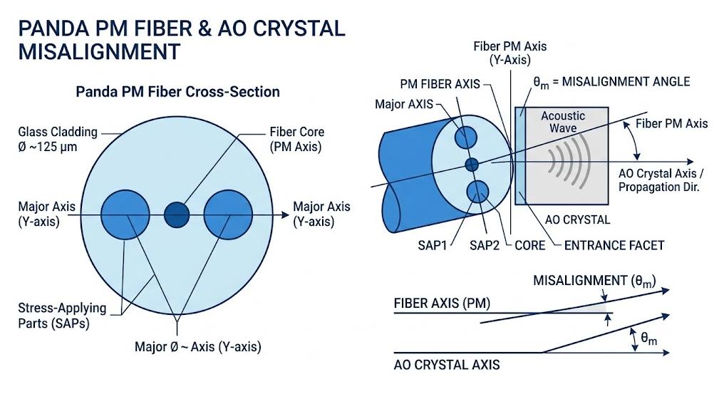 Panda PM fiber core stress axis angular misalignment diagram