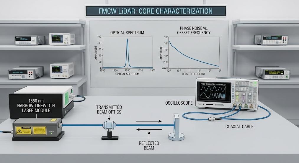 1550 nm narrow-linewidth laser characterization for FMCW LiDAR