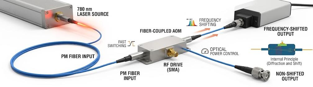 780 nm fiber-coupled AOM for cold atom experiments
