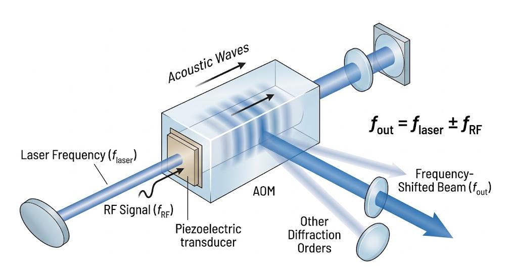 AOM laser frequency shifting principle