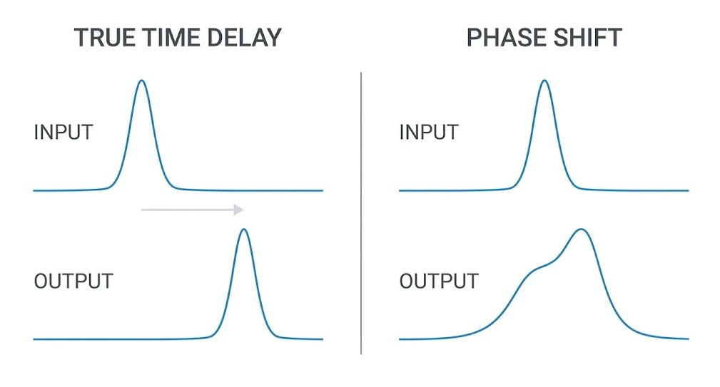 True time delay versus phase shift pulse comparison