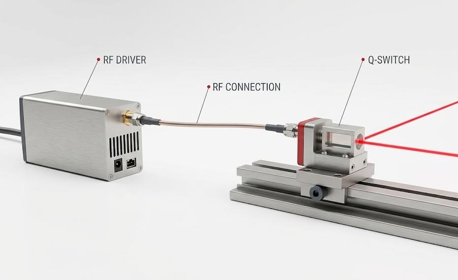 Acousto-optic Q-switch and RF driver system