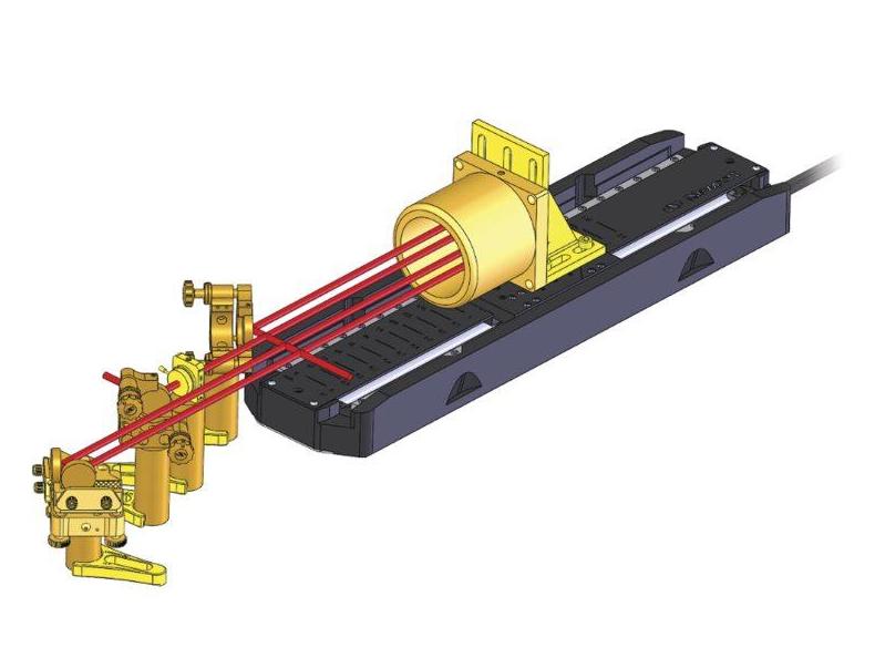 Double-pass optical delay line showing reflector travel and optical path difference