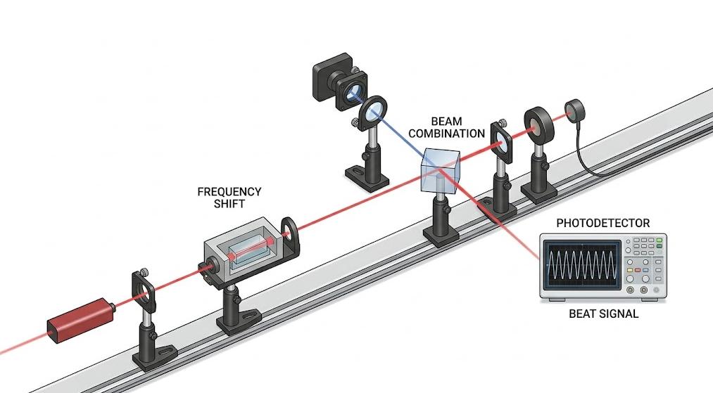 Frequency-shifted laser beams in heterodyne detection